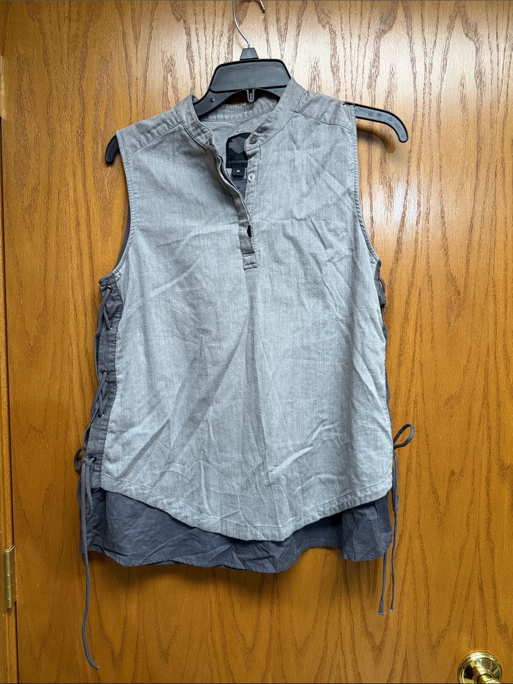 Harley-Davidson Gray Layered Sleeveless Henley Tank